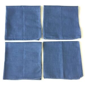 Cloth Napkins Set of 4 Solid Blue 16-1/2” Square Excellent Never Used